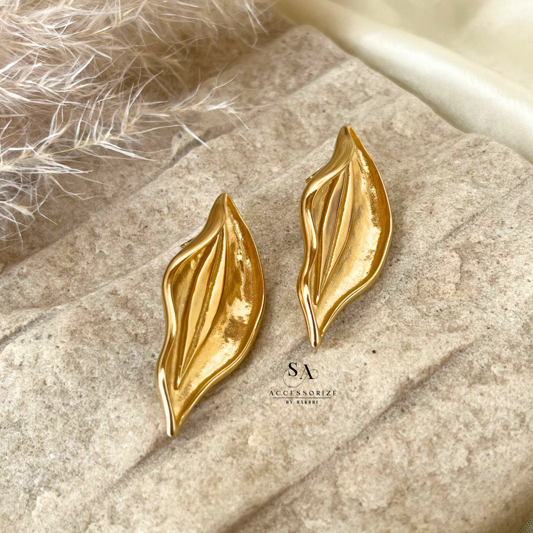Gold Olive leaf earrings