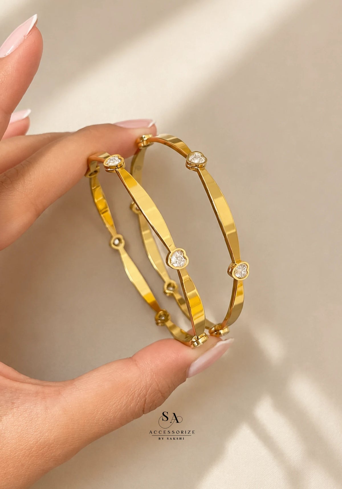 Heart stone bangles