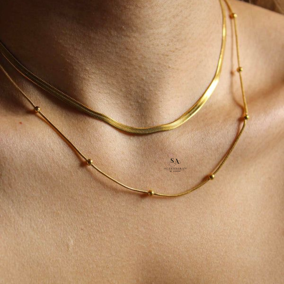 Layered beaded snake chain