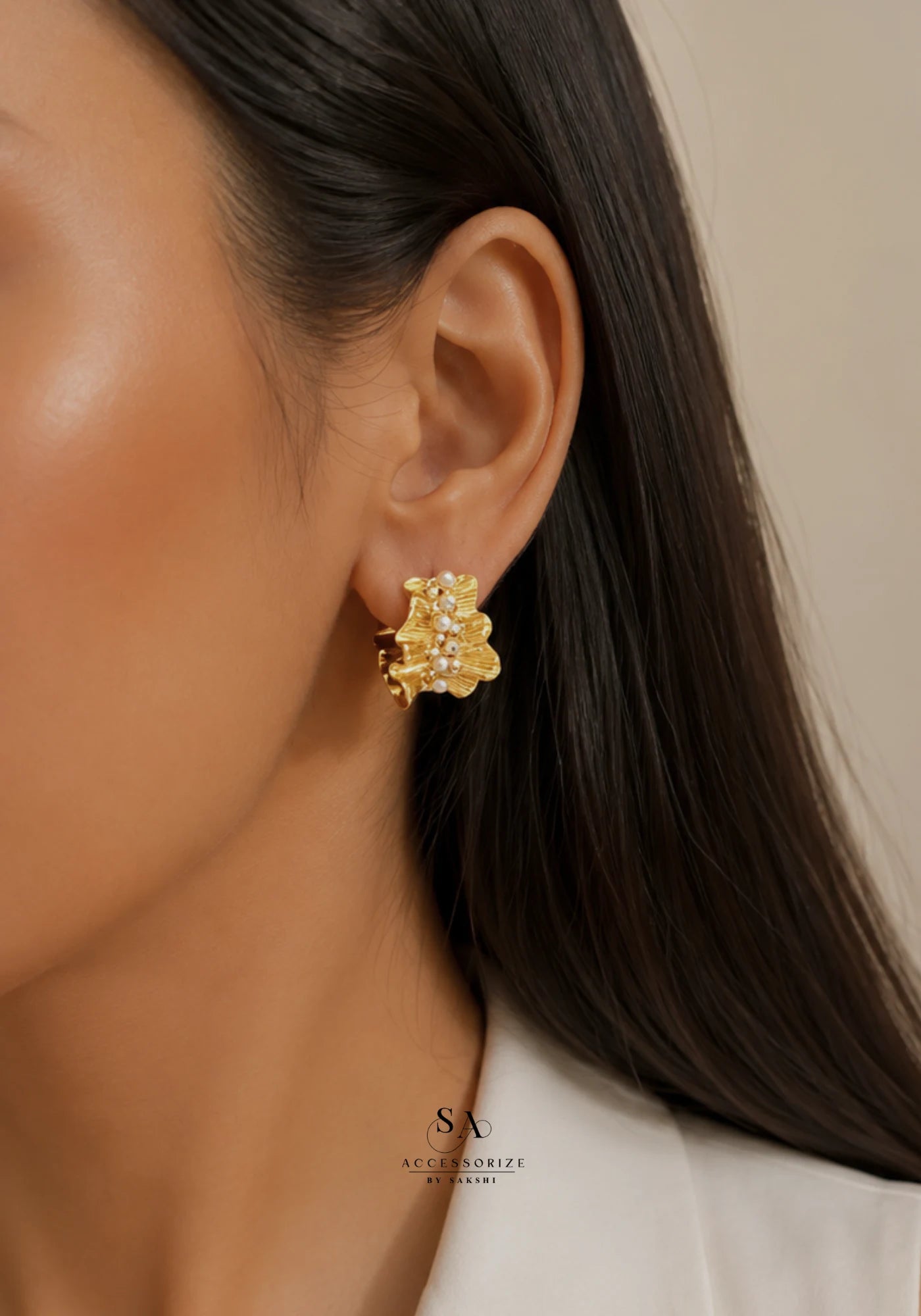 Chunky pearl hoops
