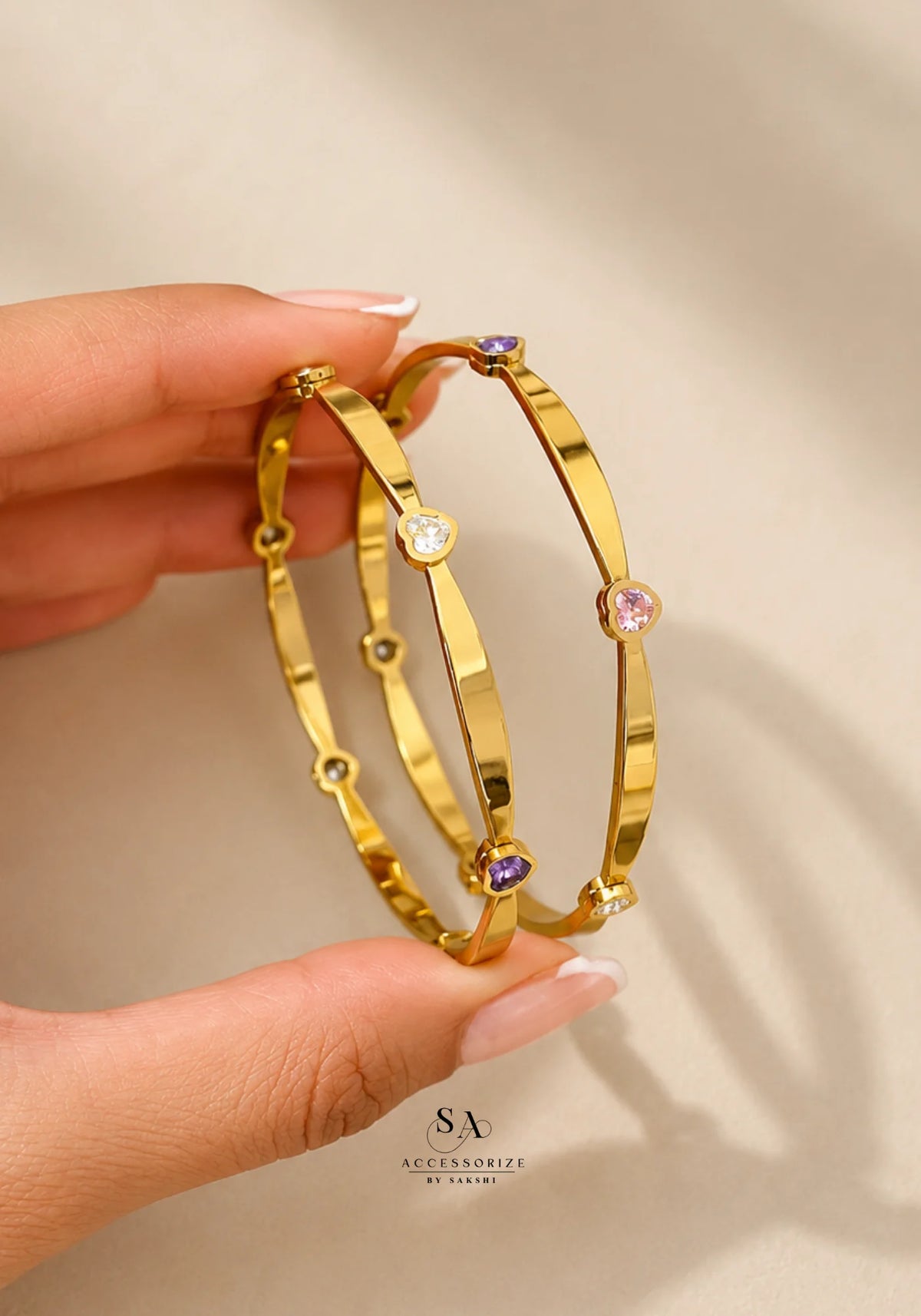 Heart stone bangles