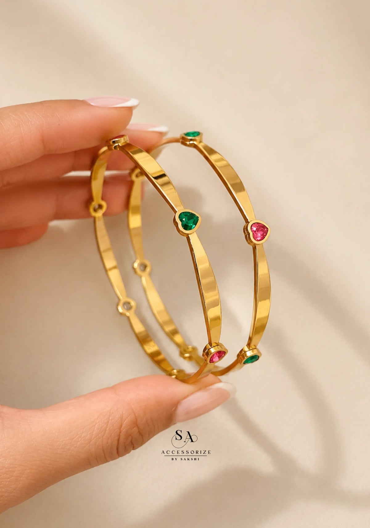 Heart stone bangles